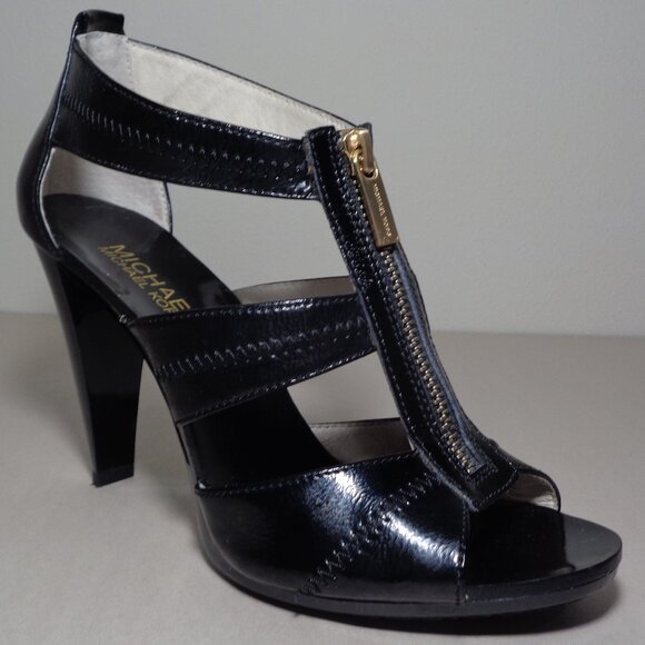 Michael Kors Size 6.5 M / Black / Leather / Heeled Sandals Women's Shoes - Picture 4 of 16